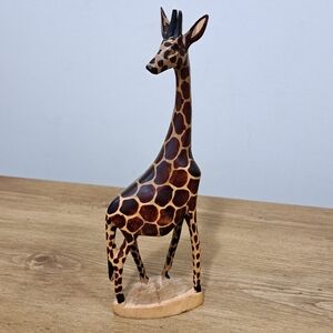 Wooden Giraffe African Art Home Decor Piece Safari Animal Tribal Boho Brown
